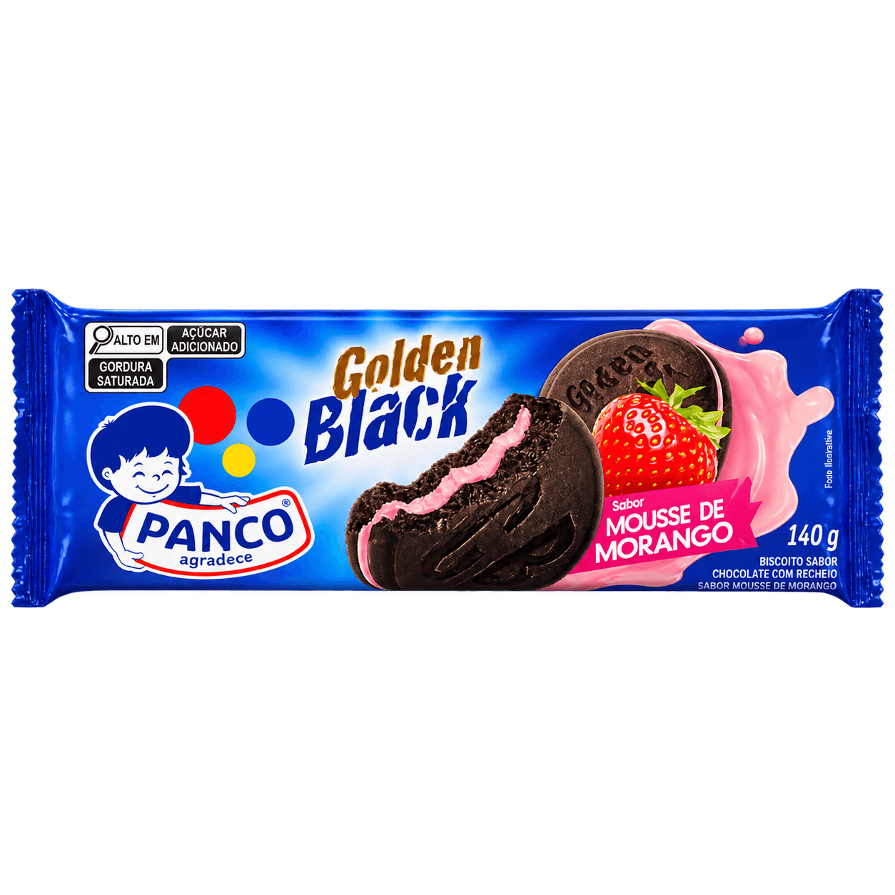 Biscoito Golden Black Mousse de Morango Panco 140g