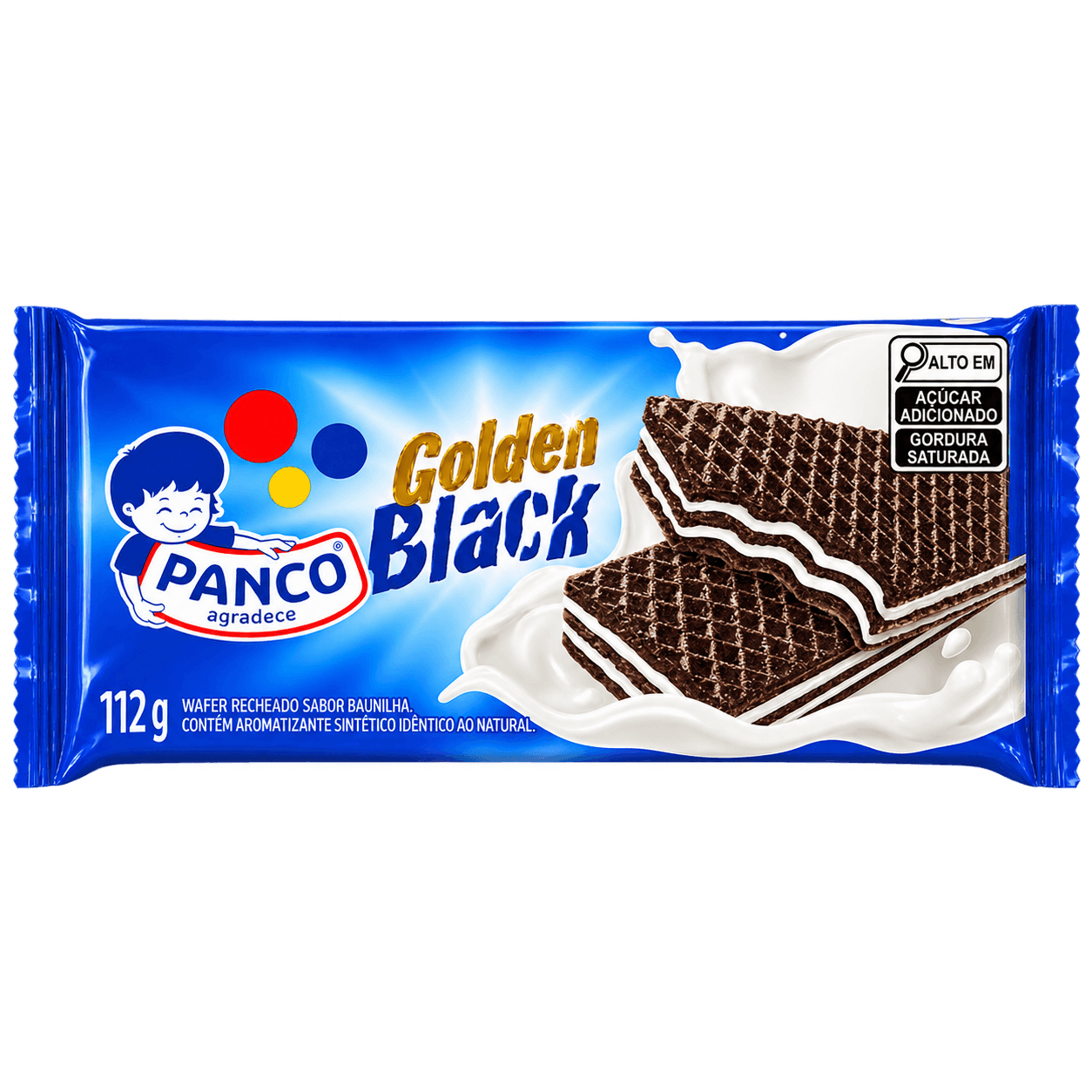 Wafer Golden Black Baunilha Panco 112g